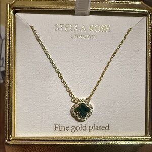Gold Plated Necklace with Green Pendant